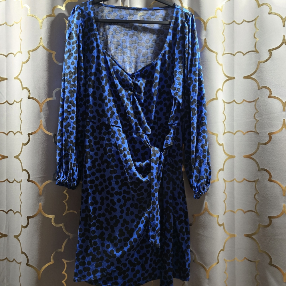 Ava & Viv Blue and Black Long Sleeve Dress